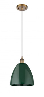 Plymouth - 1 Light - 9 inch - Brushed Brass - Cord hung - Mini Pendant (3442|516-1P-BB-MBD-9-GR-LED)