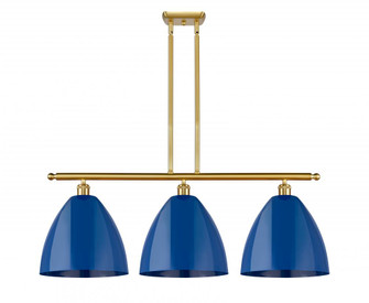 Plymouth - 3 Light - 39 inch - Satin Gold - Stem hung - Island Light (3442|516-3I-SG-MBD-12-BL-LED)