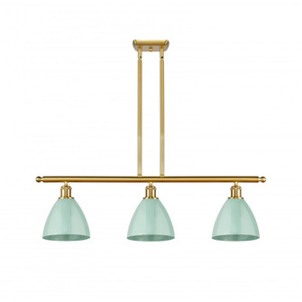 Plymouth - 3 Light - 36 inch - Satin Gold - Stem hung - Island Light (3442|516-3I-SG-MBD-75-SF)