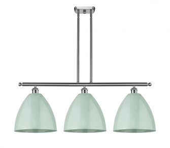 Plymouth - 3 Light - 39 inch - Brushed Satin Nickel - Stem hung - Island Light (3442|516-3I-SN-MBD-12-SF-LED)
