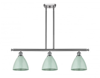 Plymouth - 3 Light - 36 inch - Brushed Satin Nickel - Stem hung - Island Light (3442|516-3I-SN-MBD-75-SF-LED)