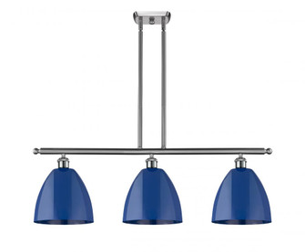 Plymouth - 3 Light - 36 inch - Brushed Satin Nickel - Stem hung - Island Light (3442|516-3I-SN-MBD-9-BL)