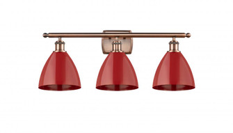 Plymouth - 3 Light - 28 inch - Antique Copper - Bath Vanity Light (3442|516-3W-AC-MBD-75-RD-LED)