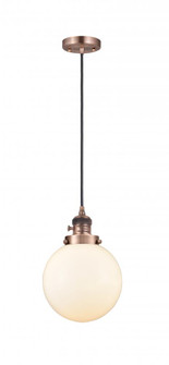 Beacon - 1 Light - 8 inch - Antique Copper - Cord hung - Mini Pendant (3442|201CSW-AC-G201-8-LED)