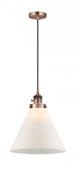Cone - 1 Light - 12 inch - Antique Copper - Cord hung - Mini Pendant (3442|201CSW-AC-G41-L-LED)