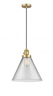 Cone - 1 Light - 12 inch - Satin Gold - Cord hung - Mini Pendant (3442|201CSW-SG-G42-L-LED)