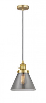 Cone - 1 Light - 8 inch - Satin Gold - Cord hung - Mini Pendant (3442|201CSW-SG-G43-LED)