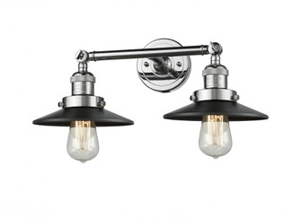 Railroad - 2 Light - 18 inch - Polished Chrome - Adjustable Bath Vanity Light (3442|208-PC-M6BK)