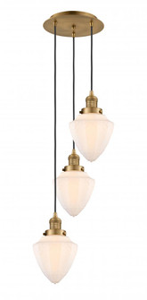 Bullet - 3 Light - 14 inch - Brushed Brass - Cord hung - Multi Pendant (3442|113F-3P-BB-G661-7)