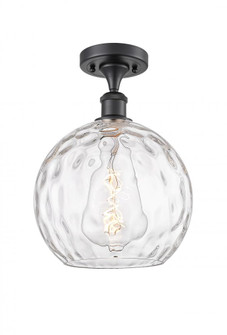 Athens Water Glass - 1 Light - 10 inch - Matte Black - Semi-Flush Mount (3442|516-1C-BK-G1215-10)