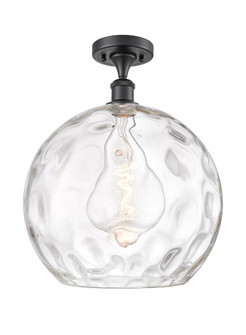 Athens Water Glass - 1 Light - 13 inch - Matte Black - Semi-Flush Mount (3442|516-1C-BK-G1215-14-LED)