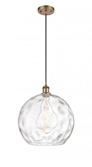 Athens Water Glass - 1 Light - 13 inch - Brushed Brass - Cord hung - Pendant (3442|516-1P-BB-G1215-14-LED)