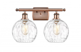 Athens Water Glass - 2 Light - 18 inch - Antique Copper - Bath Vanity Light (3442|516-2W-AC-G1215-8-LED)