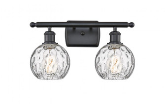 Athens Water Glass - 2 Light - 16 inch - Matte Black - Bath Vanity Light (3442|516-2W-BK-G1215-6)