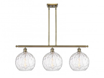 Athens Water Glass - 3 Light - 37 inch - Antique Brass - Stem hung - Island Light (3442|516-3I-AB-G1215-10)