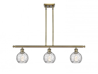Athens Water Glass - 3 Light - 36 inch - Antique Brass - Stem hung - Island Light (3442|516-3I-AB-G1215-6-LED)