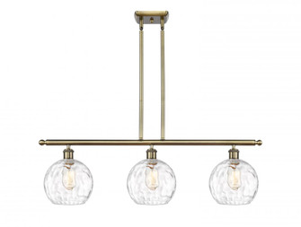 Athens Water Glass - 3 Light - 36 inch - Antique Brass - Stem hung - Island Light (3442|516-3I-AB-G1215-8-LED)