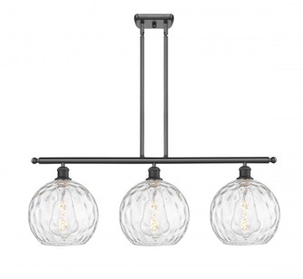 Athens Water Glass - 3 Light - 37 inch - Matte Black - Stem hung - Island Light (3442|516-3I-BK-G1215-10-LED)