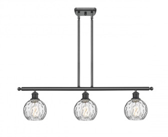 Athens Water Glass - 3 Light - 36 inch - Matte Black - Stem hung - Island Light (3442|516-3I-BK-G1215-6)