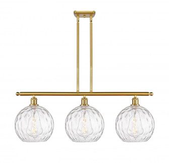 Athens Water Glass - 3 Light - 37 inch - Satin Gold - Stem hung - Island Light (3442|516-3I-SG-G1215-10-LED)