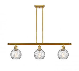 Athens Water Glass - 3 Light - 36 inch - Satin Gold - Stem hung - Island Light (3442|516-3I-SG-G1215-6-LED)