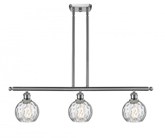 Athens Water Glass - 3 Light - 36 inch - Brushed Satin Nickel - Stem hung - Island Light (3442|516-3I-SN-G1215-6-LED)
