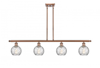 Athens Water Glass - 4 Light - 48 inch - Antique Copper - Stem hung - Island Light (3442|516-4I-AC-G1215-6-LED)