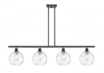 Athens Water Glass - 4 Light - 48 inch - Matte Black - Stem hung - Island Light (3442|516-4I-BK-G1215-8)