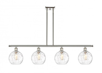 Athens Water Glass - 4 Light - 48 inch - Polished Nickel - Stem hung - Island Light (3442|516-4I-PN-G1215-8-LED)