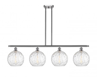 Athens Water Glass - 4 Light - 48 inch - Brushed Satin Nickel - Stem hung - Island Light (3442|516-4I-SN-G1215-10-LED)
