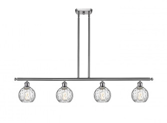 Athens Water Glass - 4 Light - 48 inch - Brushed Satin Nickel - Stem hung - Island Light (3442|516-4I-SN-G1215-6-LED)