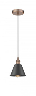 Smithfield - 1 Light - 7 inch - Antique Copper - Cord hung - Mini Pendant (3442|616-1P-AC-M8-BK-LED)