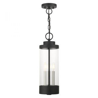 3 Lt Textured Black Outdoor Pendant Lantern (108|20727-14)