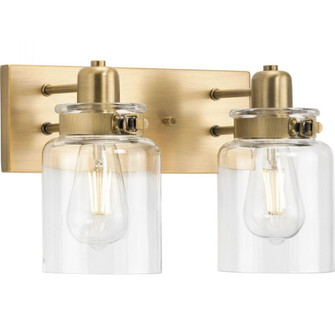 Calhoun Collection Two-Light Vintage Brass Clear Glass Farmhouse Bath Vanity Light (149|P300046-163)