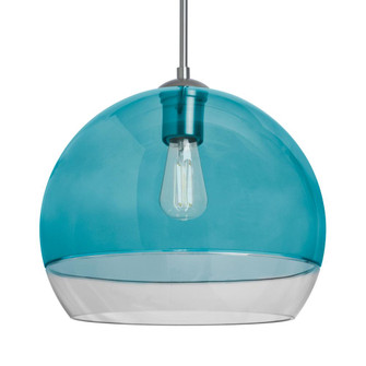 Besa, Ally 12 Cord Pendant, Coral Blue/Clear, Satin Nickel Finish, 1x5W LED Filament (127|1JC-ALLY12BL-EDIL-SN)