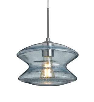 Besa, Zen Cord Pendant, Blue Bubble, Satin Nickel Finish, 1x8W LED Filament (127|1JT-ZENBL-EDIL-SN)