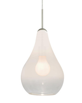 Besa, Leon Cord Pendant, Milky White/Clear, Satin Nickel Finish, 1x60W Medium base (127|1JC-LEONWC-SN)