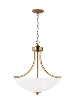 Geary traditional indoor dimmable medium 3-light pendant in satin brass with a satin etched glass sh (38|6616503-848)
