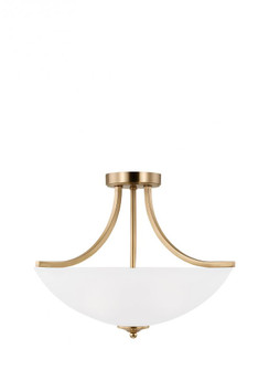 Geary traditional indoor dimmable medium 3-light semi-flush convertible pendant in satin brass finis (38|7716503-848)