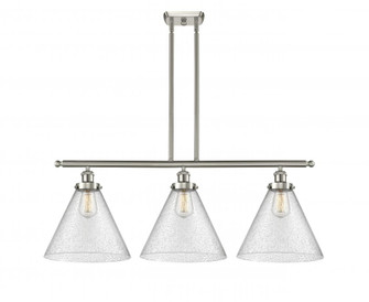 Cone - 3 Light - 36 inch - Brushed Satin Nickel - Stem Hung - Island Light (3442|916-3I-SN-G44-L-LED)