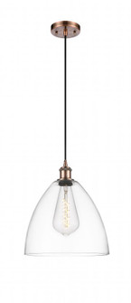 Bristol - 1 Light - 12 inch - Antique Copper - Cord hung - Mini Pendant (3442|516-1P-AC-GBD-122-LED)