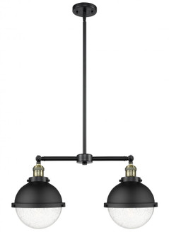 Hampden - 2 Light - 18 inch - Black Antique Brass - Stem Hung - Adjustable Island Light (3442|209-BAB-HFS-84-BK-LED)