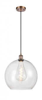 Athens - 1 Light - 14 inch - Antique Copper - Cord hung - Pendant (3442|516-1P-AC-G122-14-LED)