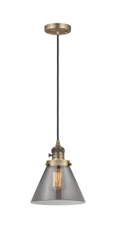 Cone - 1 Light - 8 inch - Brushed Brass - Cord hung - Mini Pendant (3442|201CSW-BB-G43)