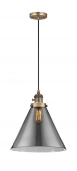 Cone - 1 Light - 12 inch - Brushed Brass - Cord hung - Mini Pendant (3442|201CSW-BB-G43-L-LED)