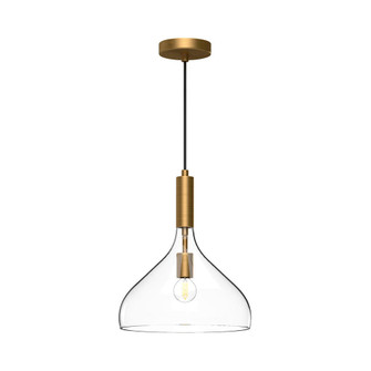 Belleview 12-in Aged Gold/Clear Glass 1 Light Pendant (7713|PD532312AGCL)