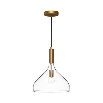 Belleview 12-in Aged Gold/Clear Glass 1 Light Socket Pendant (7713|PD532312AGCL)