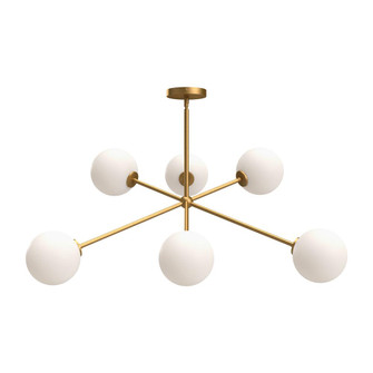 Cassia 40-in Aged Gold/Opal Matte Glass 6 Lights Chandelier (7713|CH549640AGOP)