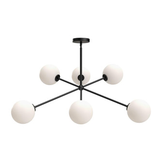 Cassia 40-in Matte Black/Opal Matte Glass 6 Lights Chandelier (7713|CH549640MBOP)