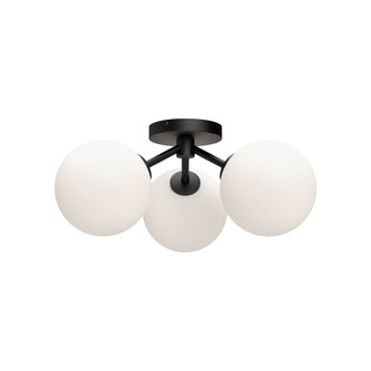 Cassia 17-in Matte Black/Opal Matte Glass 3 Lights Semi Flush Mount (7713|SF549315MBOP)